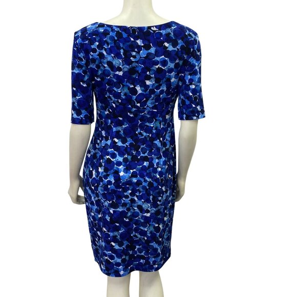 Connected Apparel Womens Blue Abstract Print Dress‎ With Gathered Waist 8P - Picture 5 of 6
